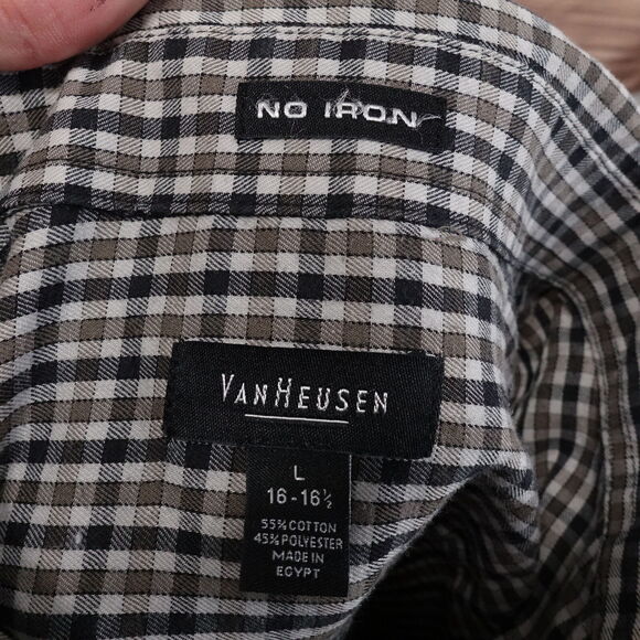 VAN HEUSEN CHECK BUTTON DOWN SHIRT MENS SIZE L LARGE 16-16.5 - Picture 6 of 6
